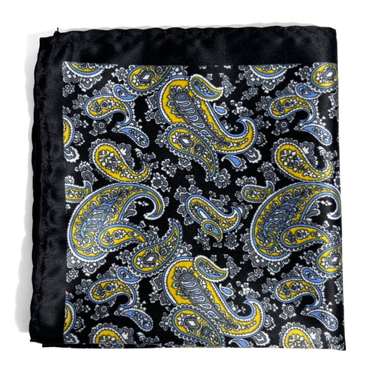 Black & Yellow Paisley Pocket Square