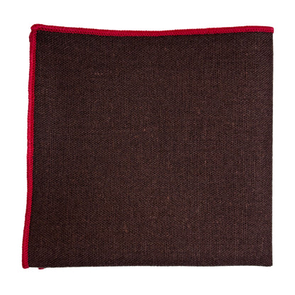 Brown & Red Linen/Cotton Pocket Square