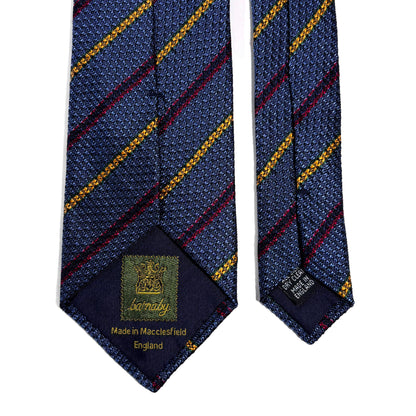 Steel Blue Striped Silk Grenadine Tie - Handmade in England
