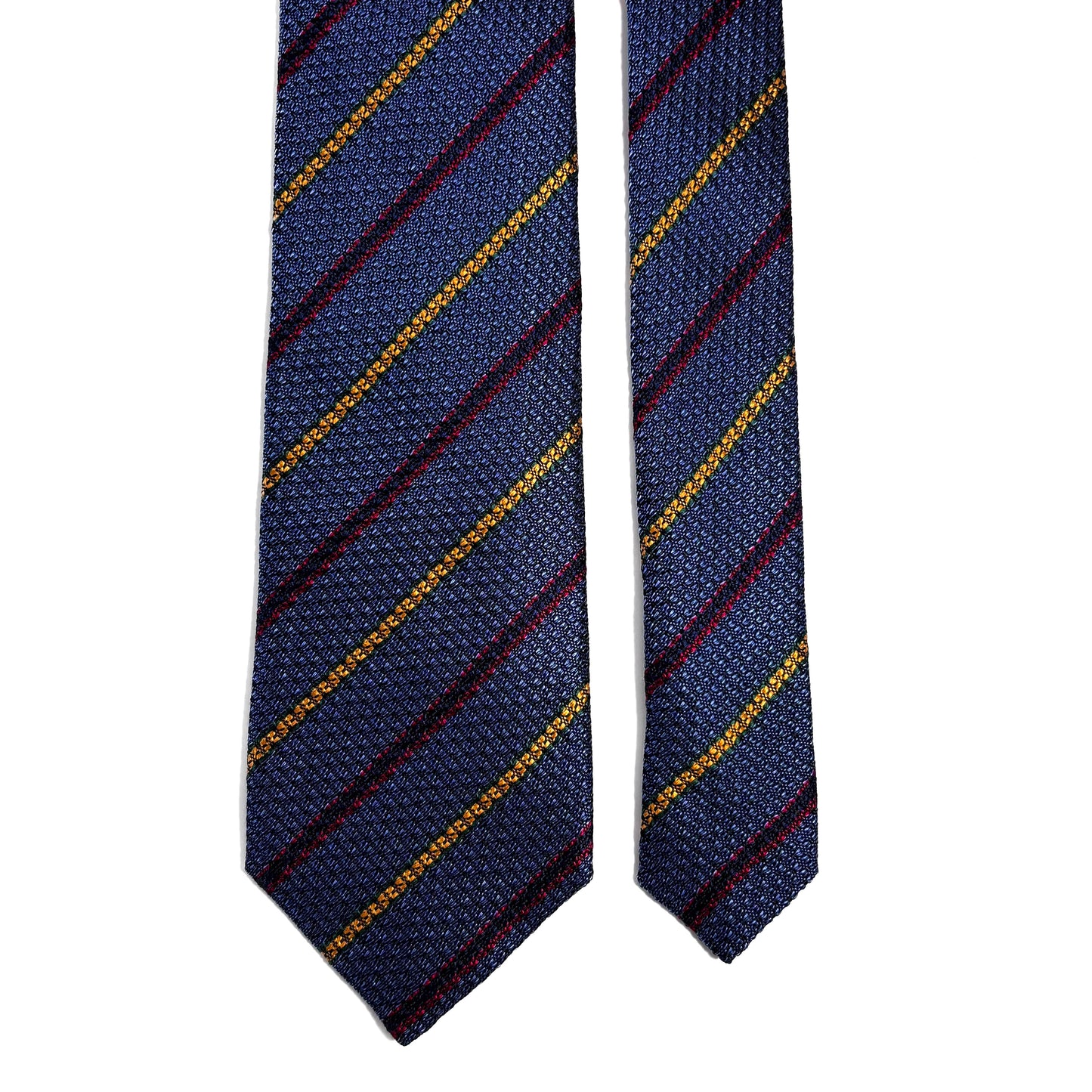 Steel Blue Striped Silk Grenadine Tie - Handmade in England
