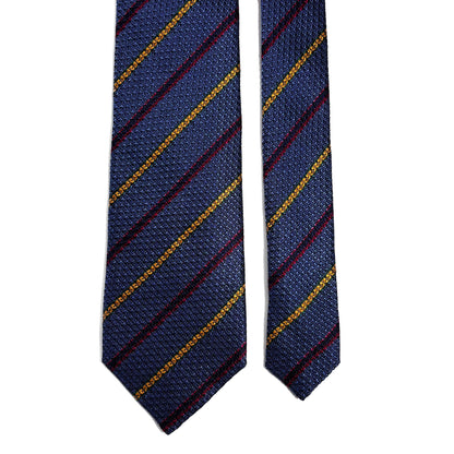 Steel Blue Striped Silk Grenadine Tie - Handmade in England