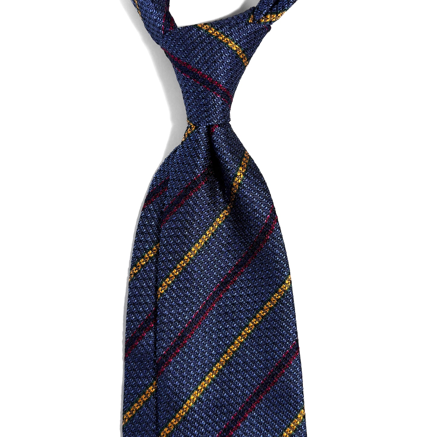 Steel Blue Striped Silk Grenadine Tie - Handmade in England