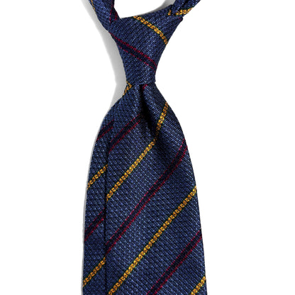 Steel Blue Striped Silk Grenadine Tie - Handmade in England