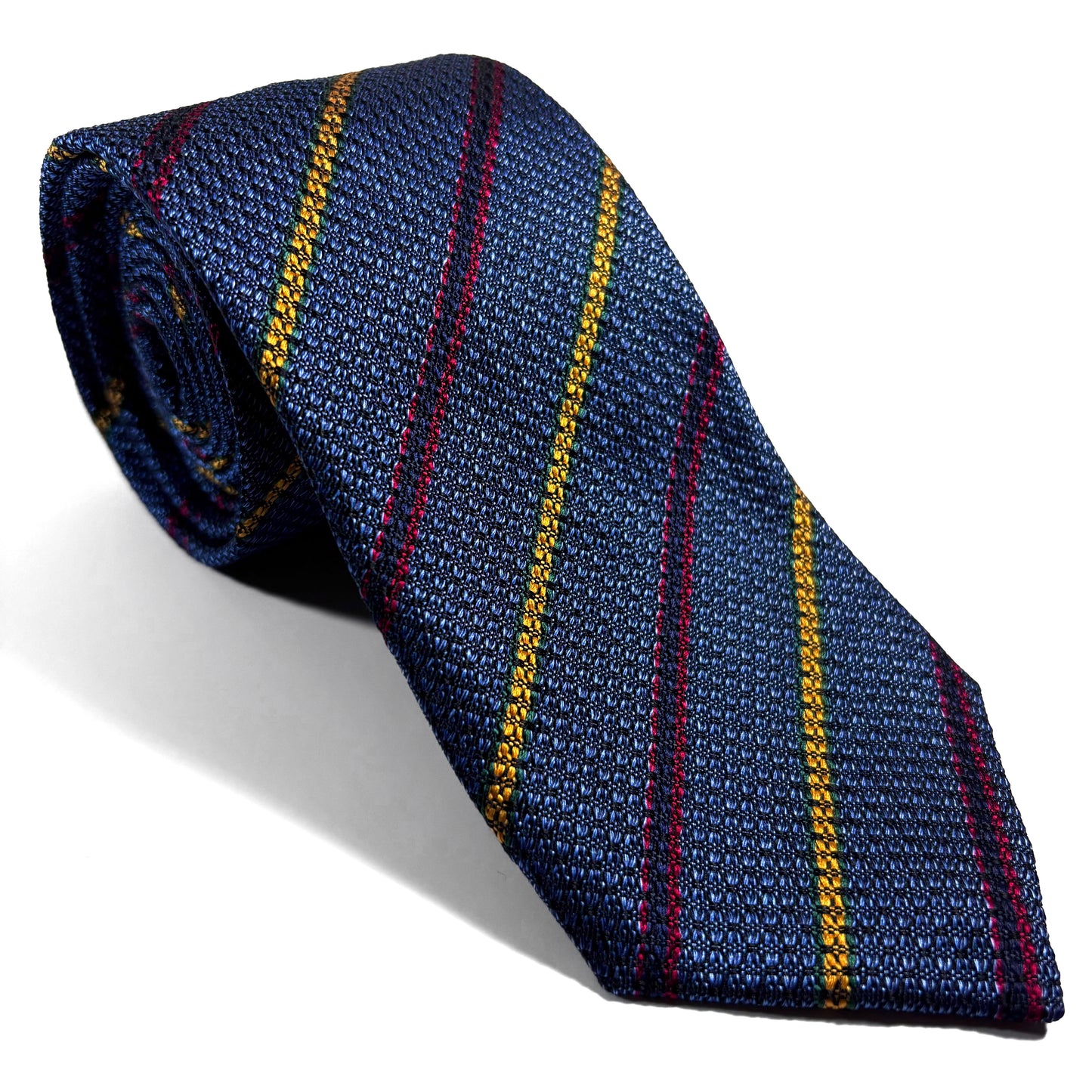 Steel Blue Striped Silk Grenadine Tie - Handmade in England