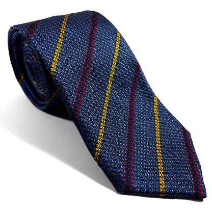 Steel Blue Striped Silk Grenadine Tie - Handmade in England