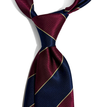 Burgundy & Blue Striped Repp Tie