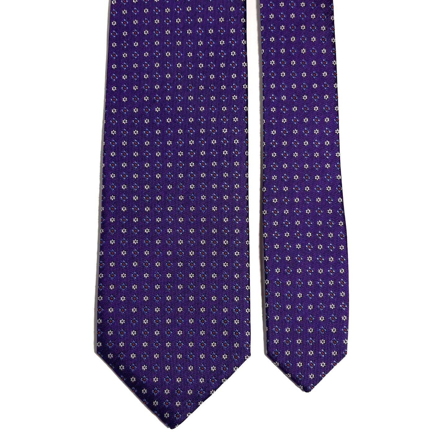 Purple Floral Silk Jacquard Tie - Handmade in England