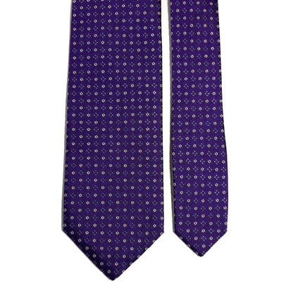 Purple Floral Silk Jacquard Tie - Handmade in England