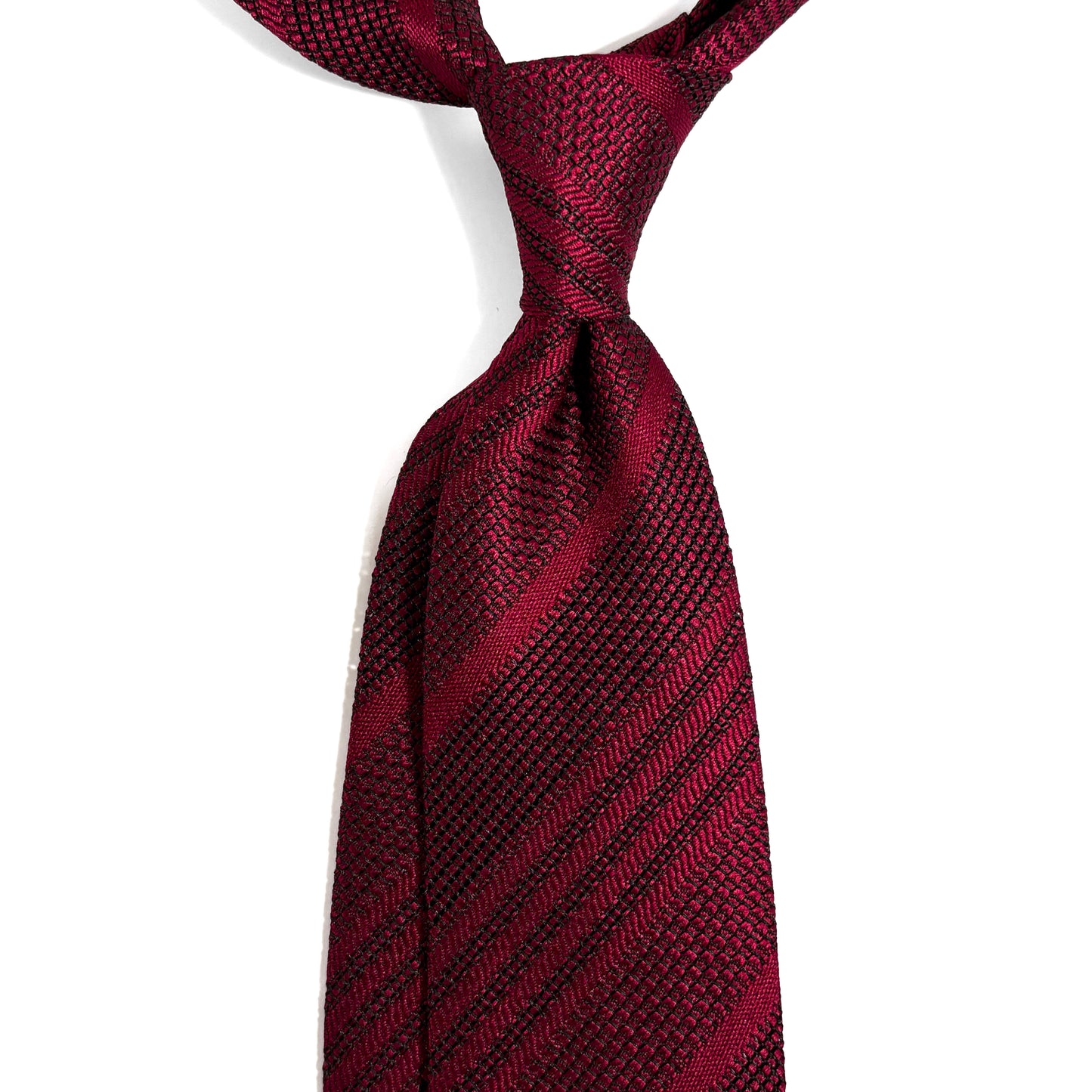Burgundy Striped Grenadine Tie - Handmade