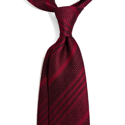 Burgundy Striped Grenadine Tie - Handmade