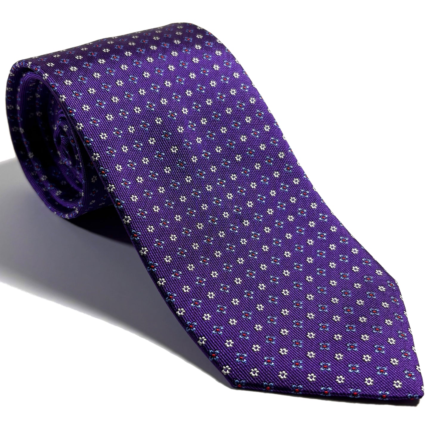 Purple Floral Silk Jacquard Tie - Handmade in England