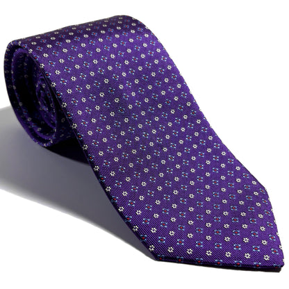 Purple Floral Silk Jacquard Tie - Handmade in England