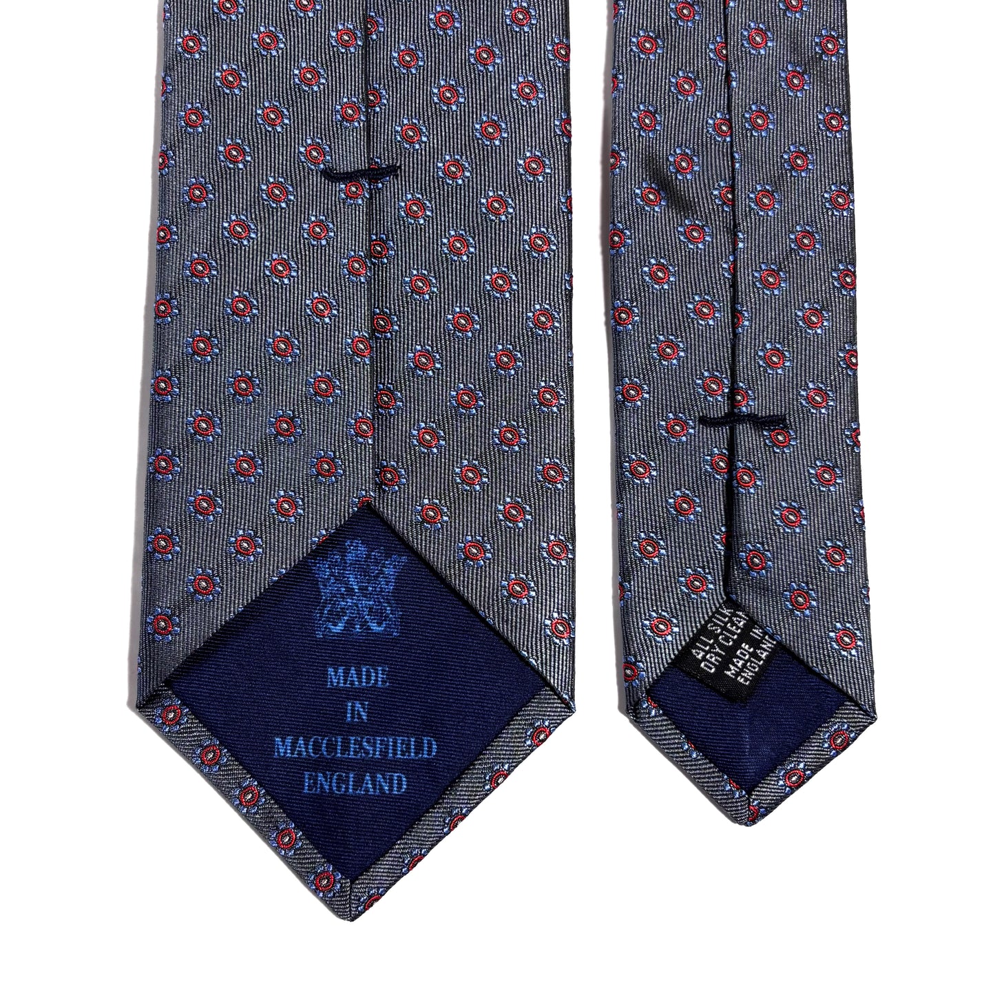 Gray Floral Silk Jacquard Tie - Handmade in England