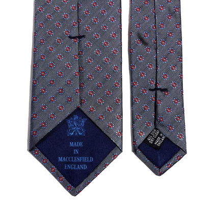 Gray Floral Silk Jacquard Tie - Handmade in England