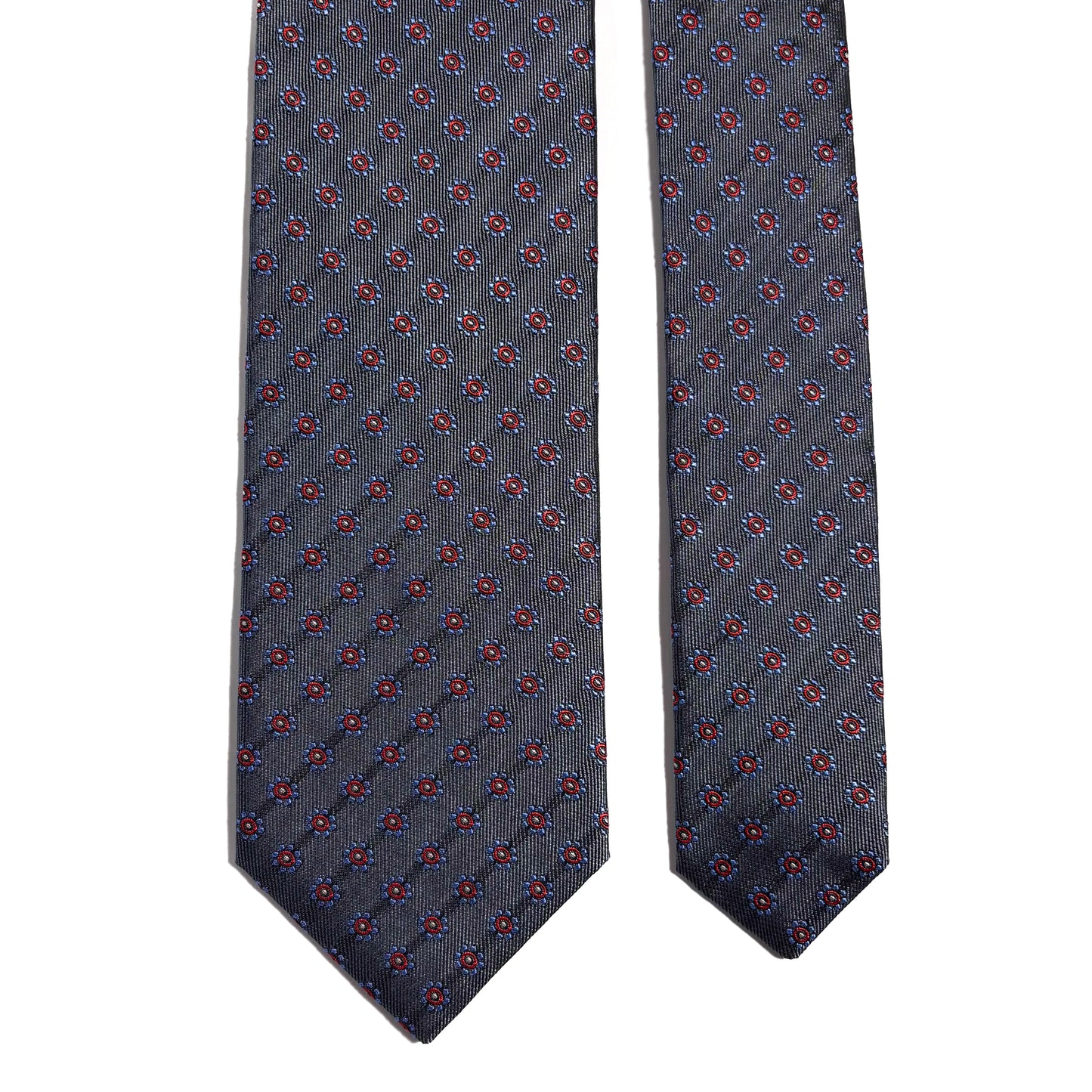 Gray Floral Silk Jacquard Tie - Handmade in England
