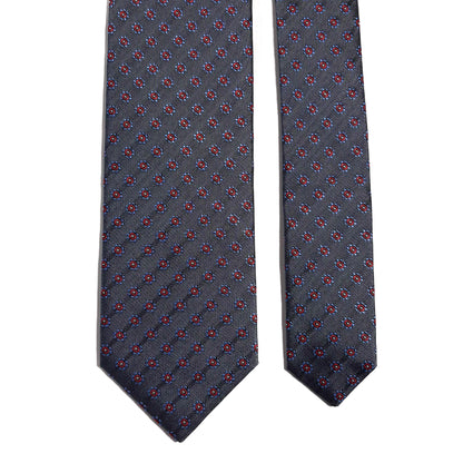 Gray Floral Silk Jacquard Tie - Handmade in England