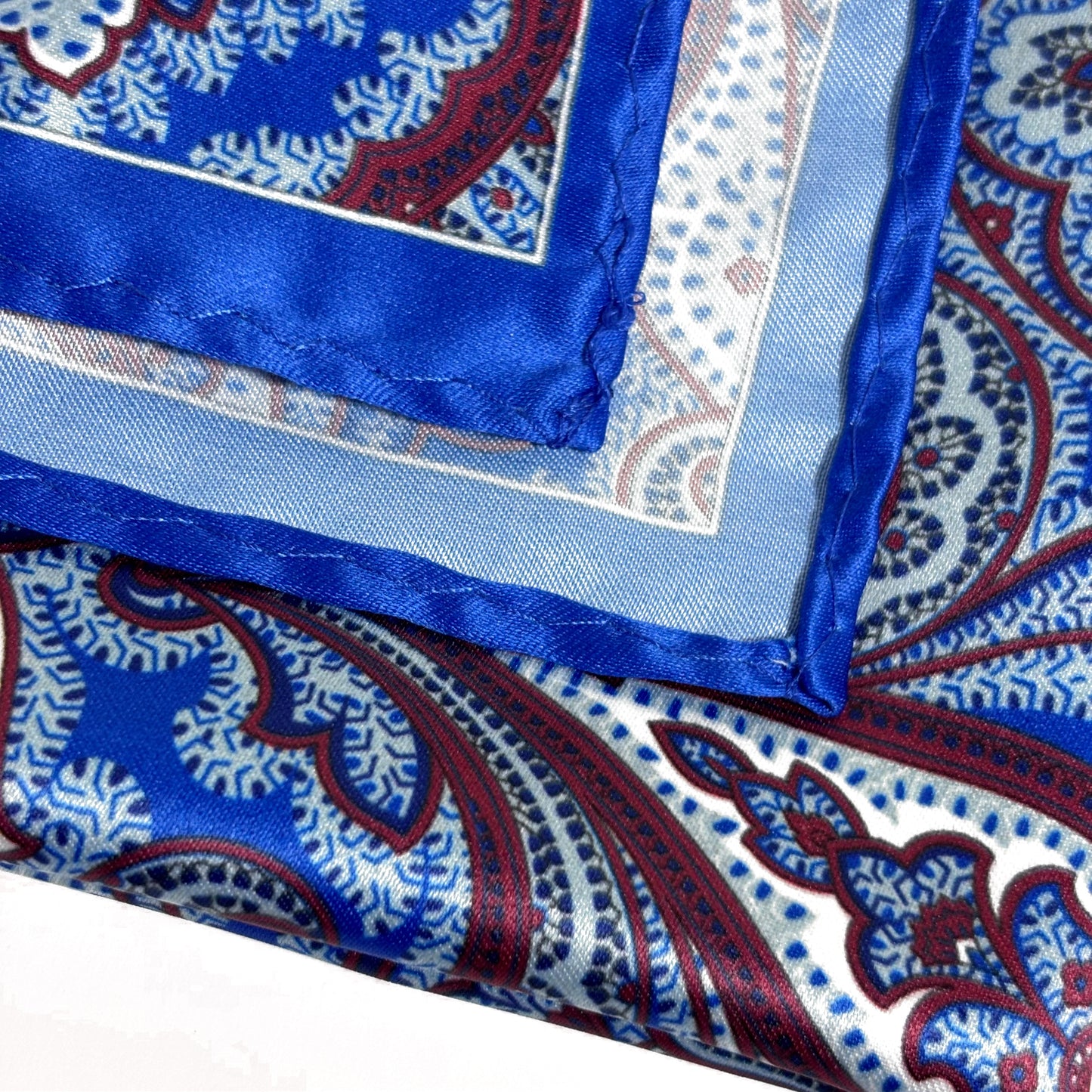 Royal Blue & Burgundy Paisley Pocket Square