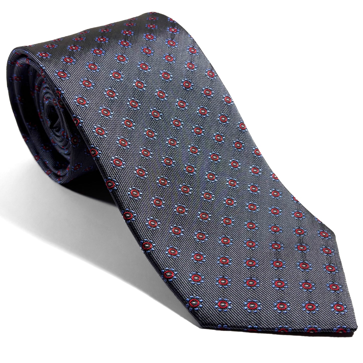 Gray Floral Silk Jacquard Tie - Handmade in England