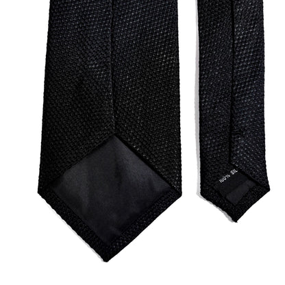 Black Silk Grenadine Tie - Handmade