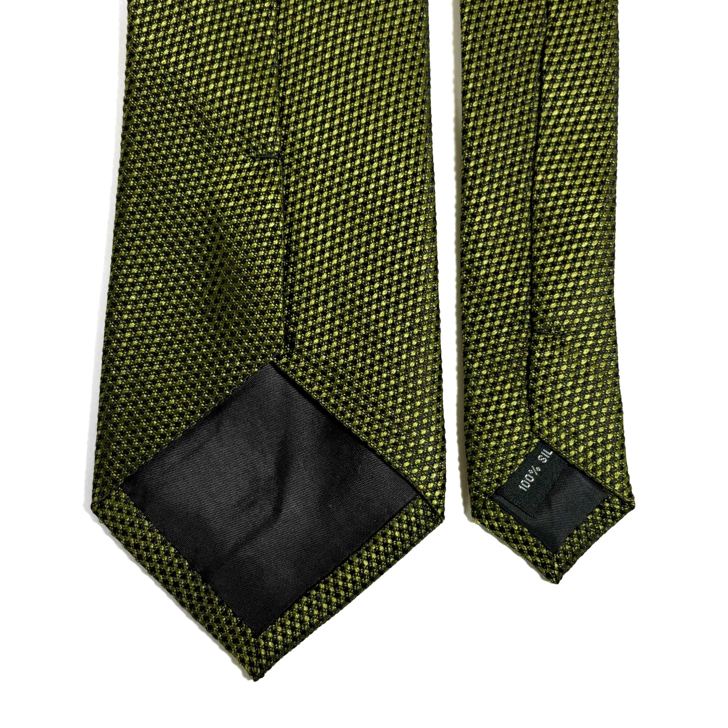 Olive Green Silk Grenadine Tie - Handmade