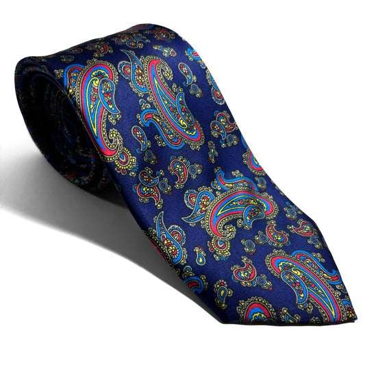 Navy Blue Paisley Printed Tie