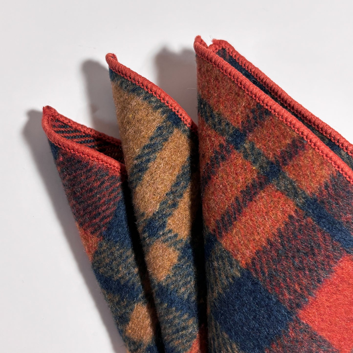 Orange Tartan Wool Pocket Square