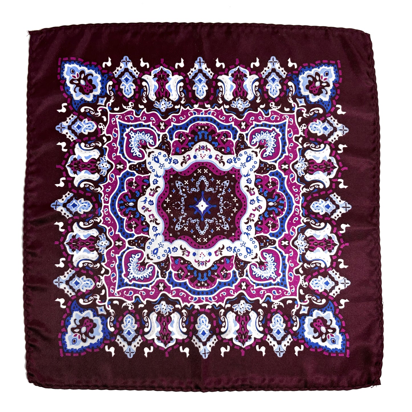 Wine Red Large Medallion Pocket Square