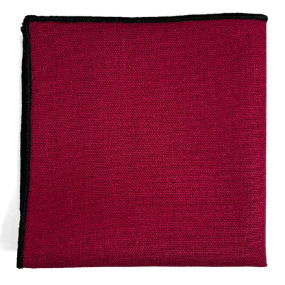 Burgundy & Black Linen/Cotton Pocket Square