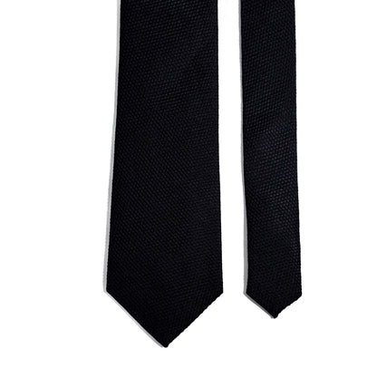 Black Silk Grenadine Tie - Handmade