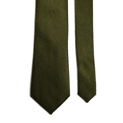 Olive Green Silk Grenadine Tie - Handmade