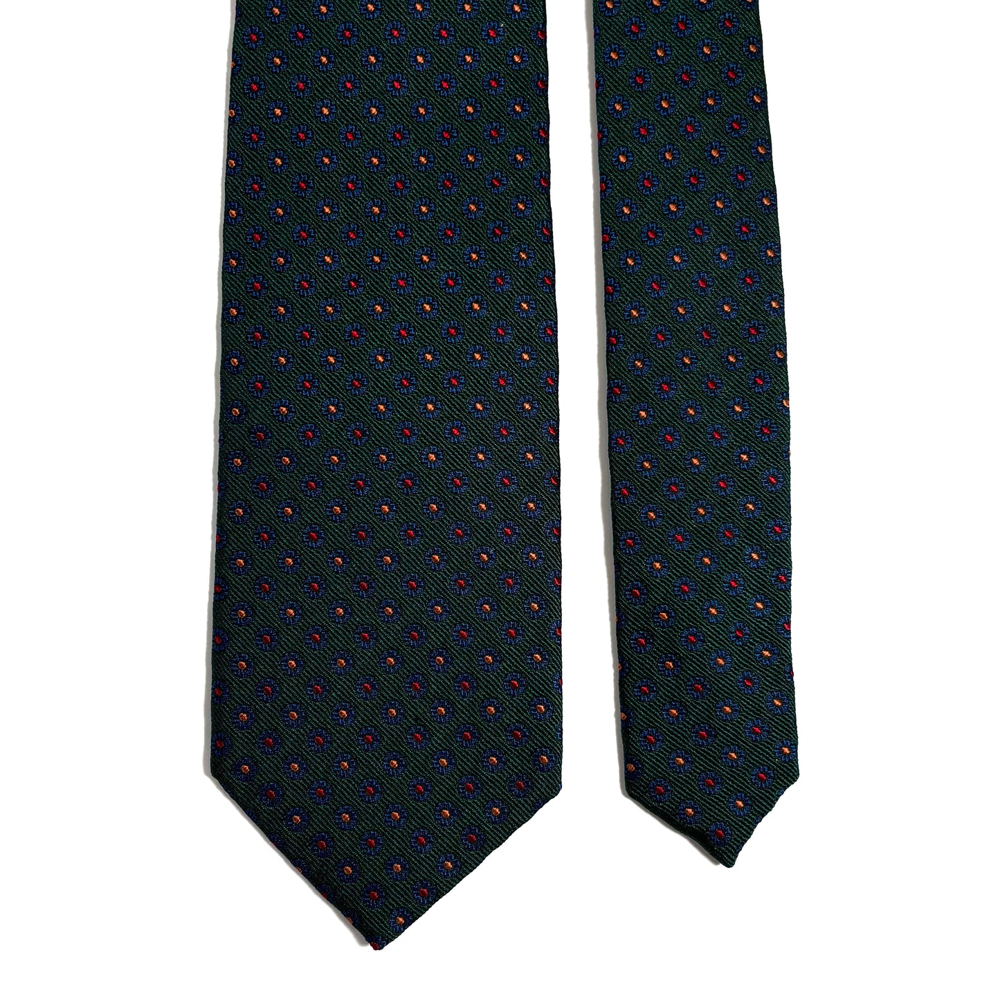 Forest Green Floral Silk Jacquard Tie - Handmade in England