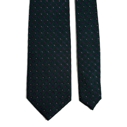 Forest Green Floral Silk Jacquard Tie - Handmade in England