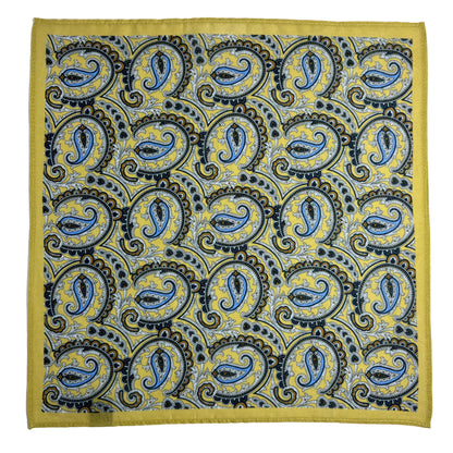 Yellow Paisley Ramie Pocket Square