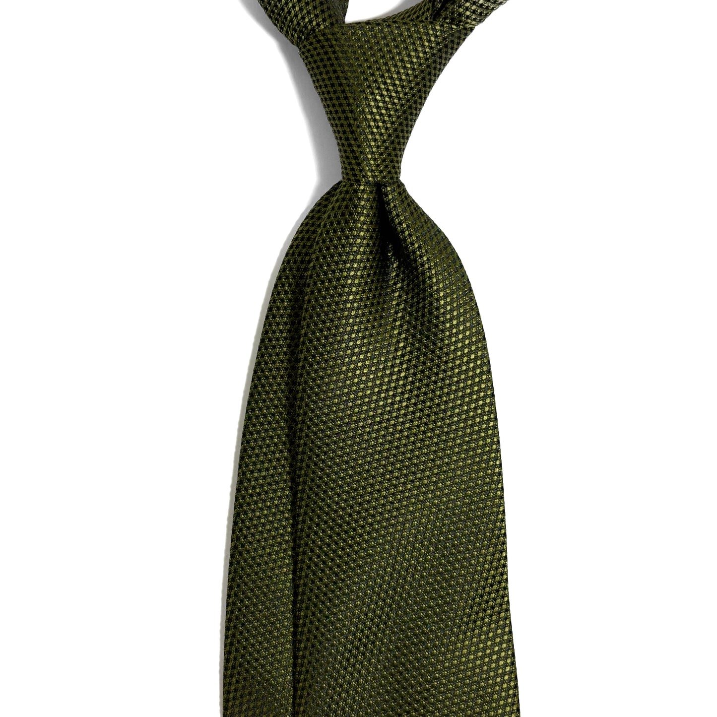 Olive Green Silk Grenadine Tie - Handmade
