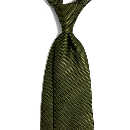 Olive Green Silk Grenadine Tie - Handmade