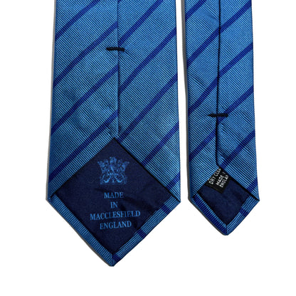 Light Blue Striped Silk Repp Tie - Handmade in England
