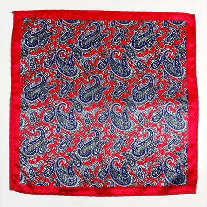 Coral Red Paisley Pocket Square