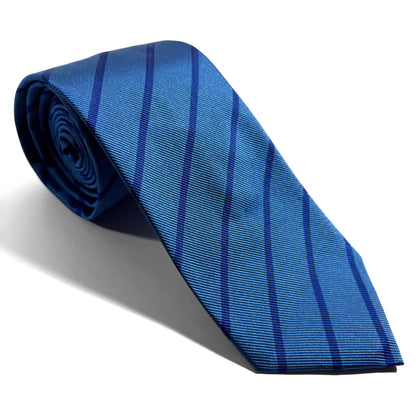 Light Blue Striped Silk Repp Tie - Handmade in England
