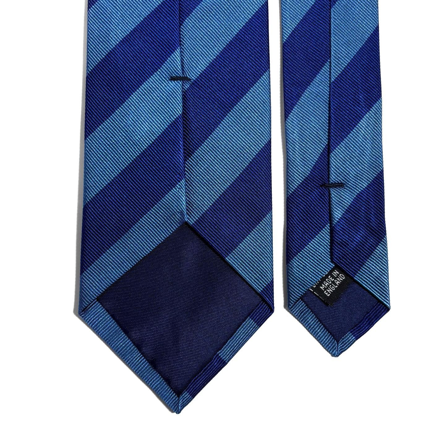Blue Striped Silk Repp Tie - Handmade in England