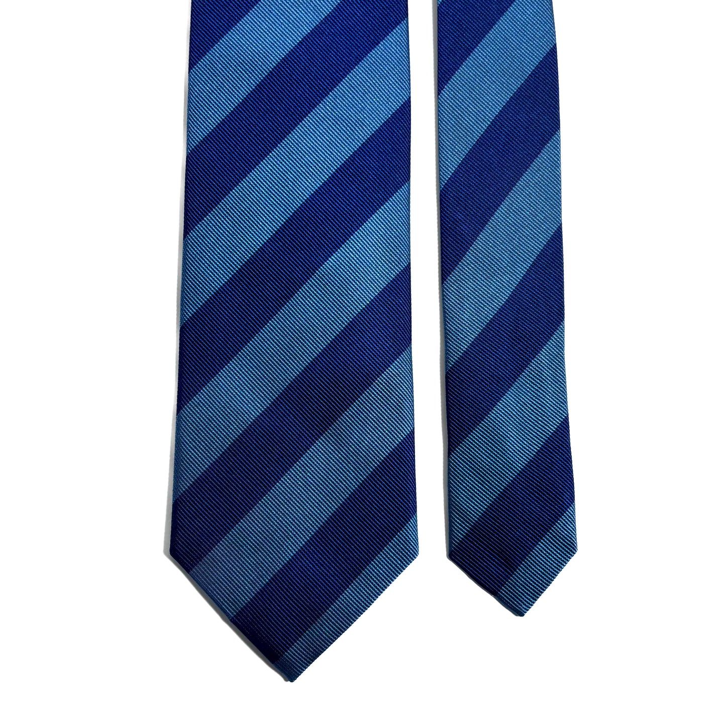 Blue Striped Silk Repp Tie - Handmade in England