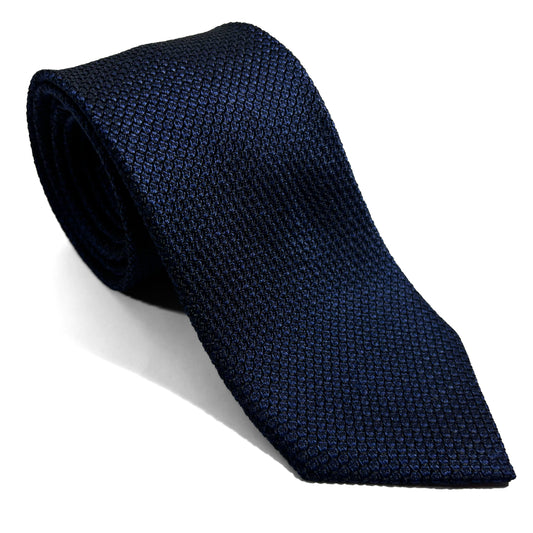 Navy Blue Silk Grenadine Tie (Handmade)