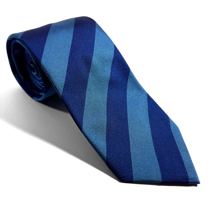 Blue Striped Silk Repp Tie - Handmade in England