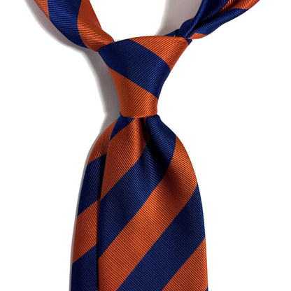 Navy Blue & Orange Striped Repp Tie