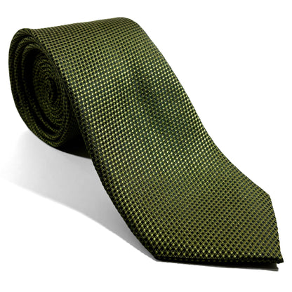 Olive Green Silk Grenadine Tie - Handmade