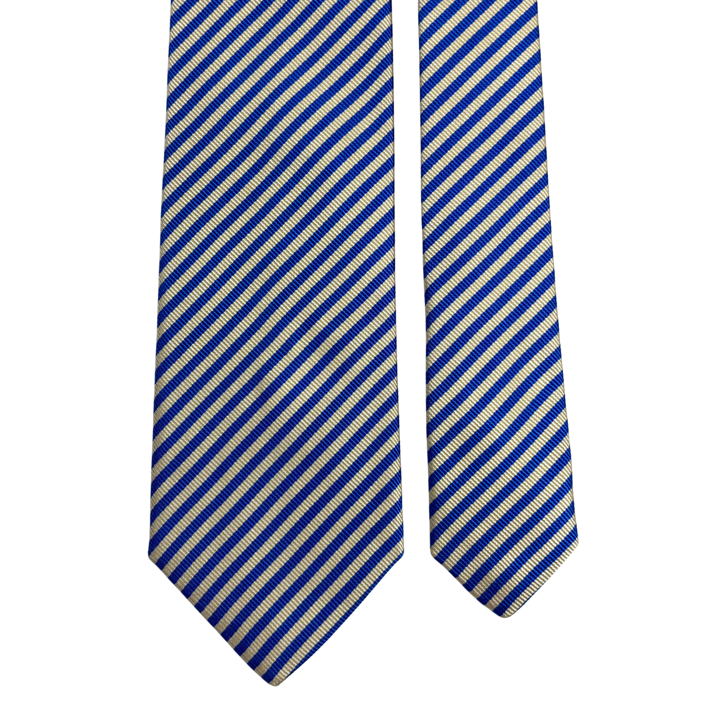 Blue & White Striped Silk Repp Tie - Handmade in England
