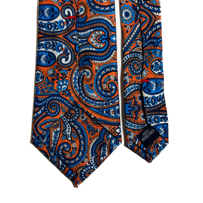 Orange & Blue Large Paisley Printed Tie