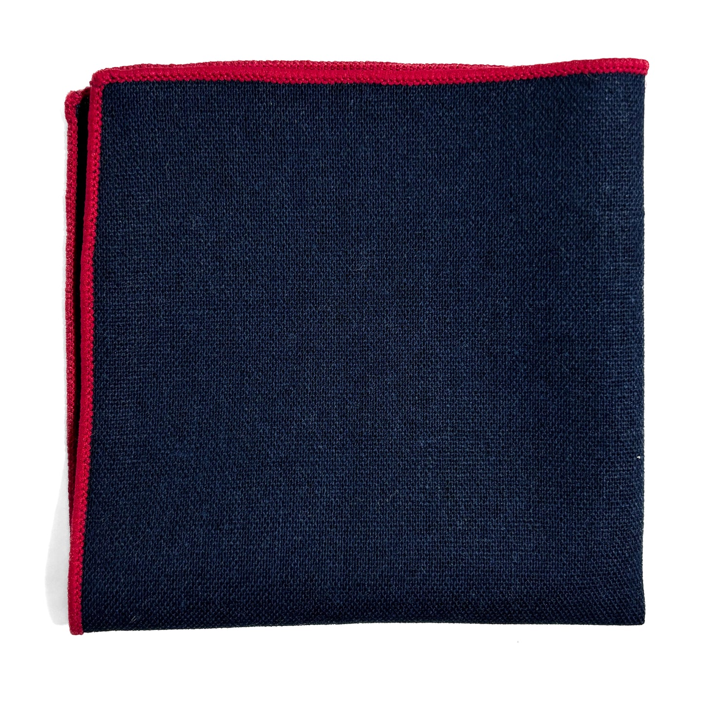 Navy Blue & Red Linen/Cotton Pocket Square