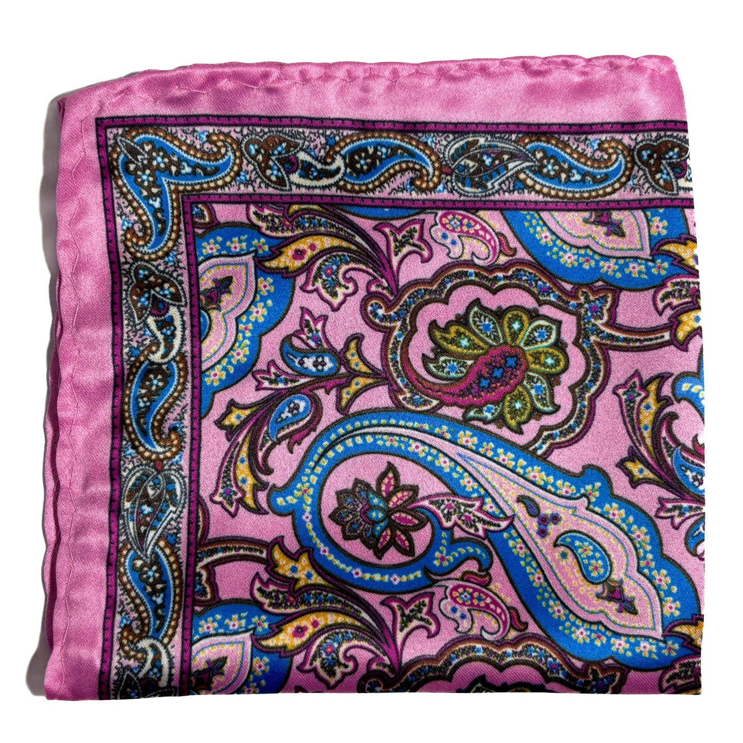 Pink & Blue Paisley Pocket Square