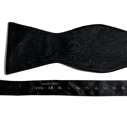 Self-Tie Black Paisley Silk Bow Tie