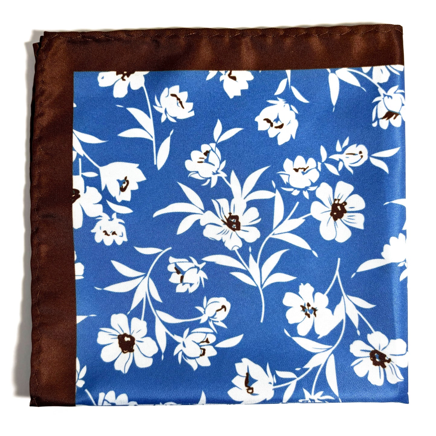 Light Blue & Brown Floral Pocket Square